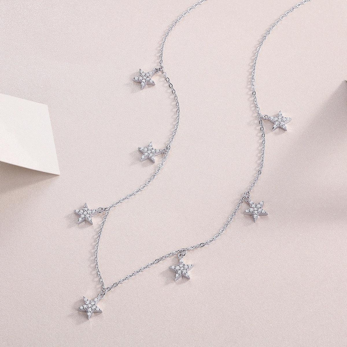1Star Love Sterling Silver Moissanite Star Pendant Necklace Set