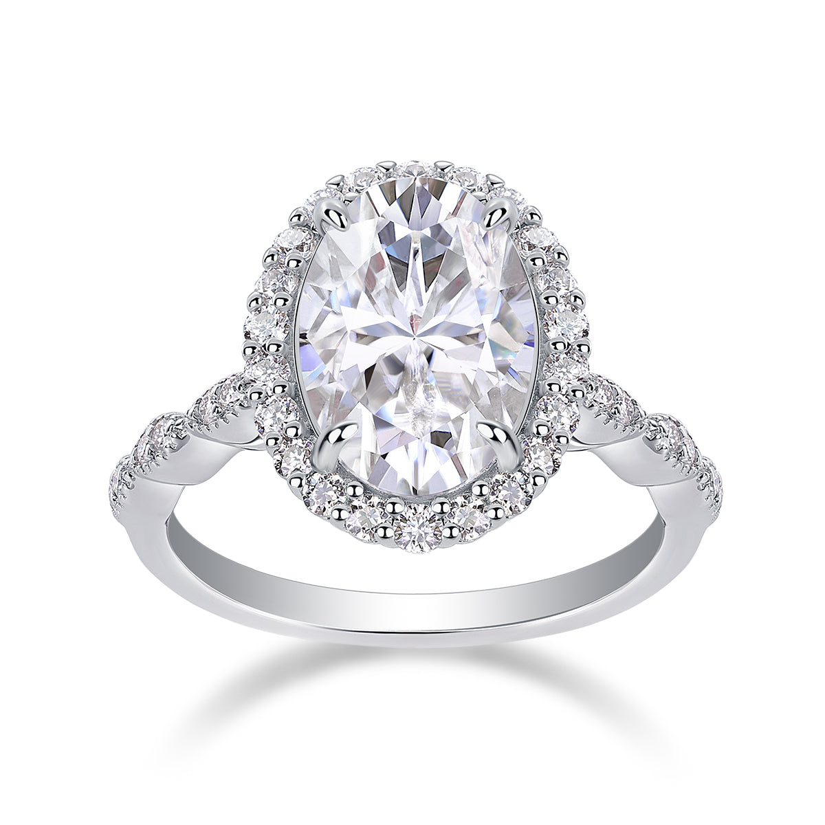 1Bright Moon Oval Moissanite Ring in S925 Sterling Silver Fashion Jewelry