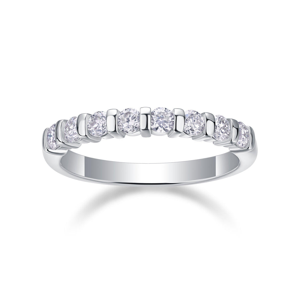S925 Silver Moissanite Ring Elegant Row Band Fine Jewelry