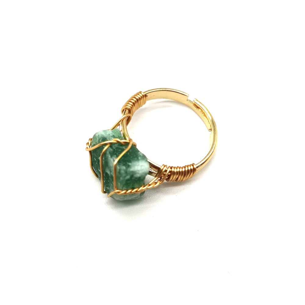 Hand Wrapped Rough Stone Agate Adjustable Ring