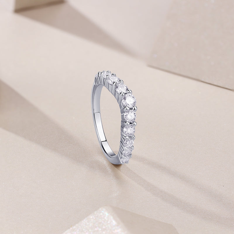 S925 Silver Moissanite Wedding Ring Elegant Modern Design - 3