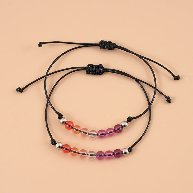 Adjustable Colorful Beaded Bisexual Couple Bracelet Set
