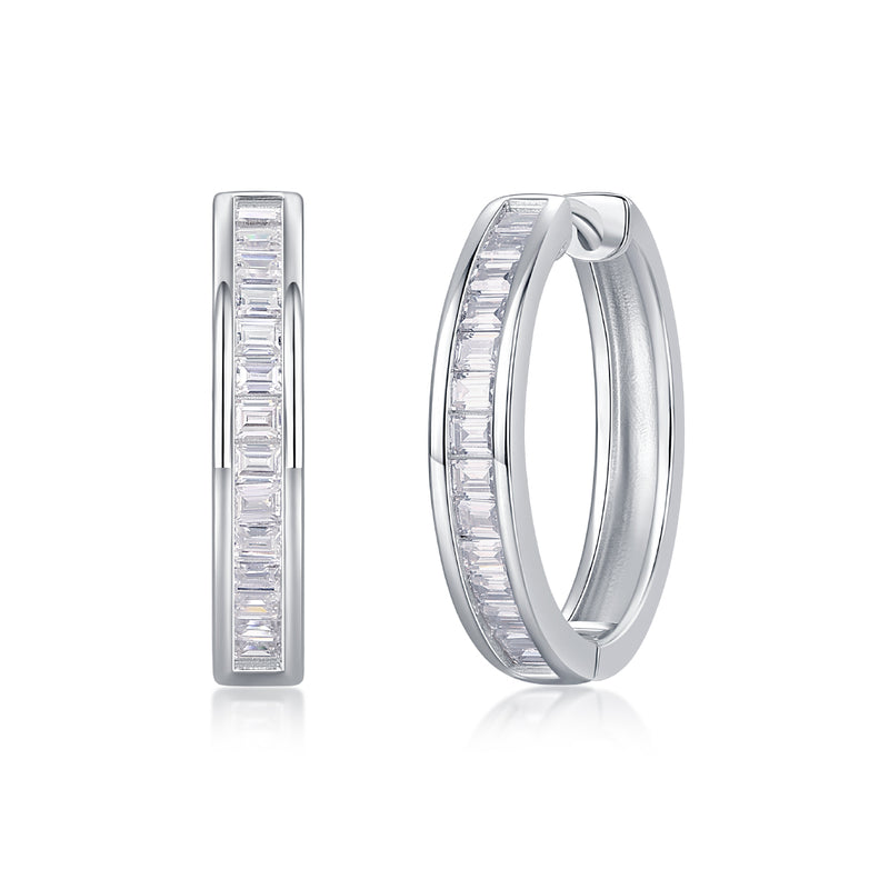 S925 Silver Moissanite Hoop Stud Earrings - 4