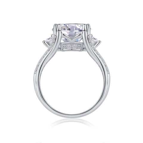 Elegant Radiance Sterling Silver Moissanite Ring with Platinum-Plated Accents