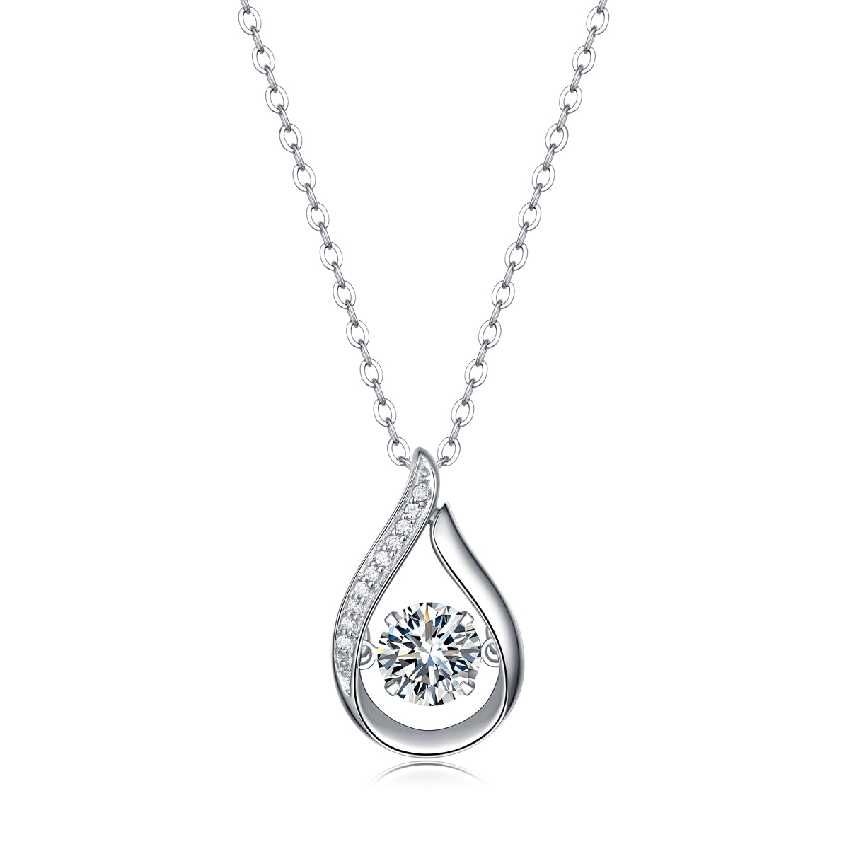 1-Carat Moissanite S925 Sterling Silver Necklace Pendant Set with Platinum Plating