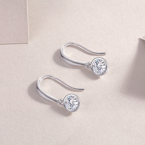 S925 Sterling Silver Moissanite Earrings Set with Platinum-Plated Accents
