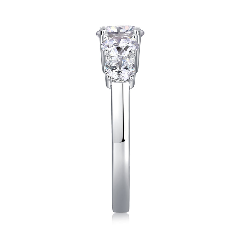 S925 Silver Moissanite Ring 1 Carat Multi-Stone Elegant Design - 2