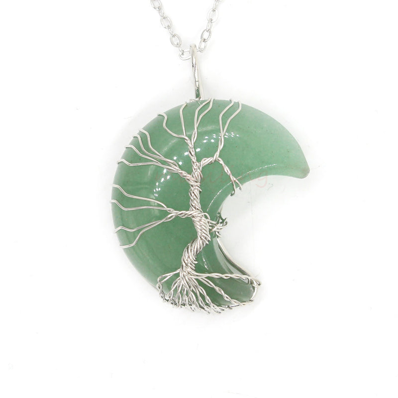 Natural Crystal Crescent Moon Pendant - 4