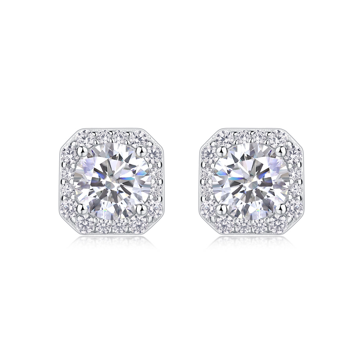 1Carat Moissanite Stud Earrings in S925 Silver Luxury Fashion
