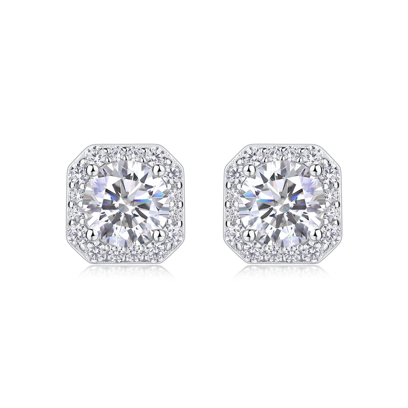1 Carat Moissanite Stud Earrings in S925 Silver Modern & Elegant Design - 4