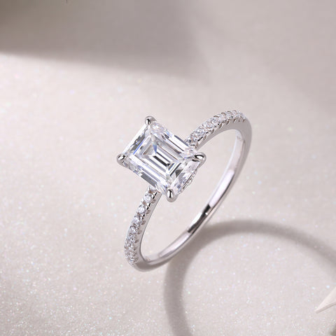 S925 Silver 1Square Moissanite Ring Luxury Fashion Set