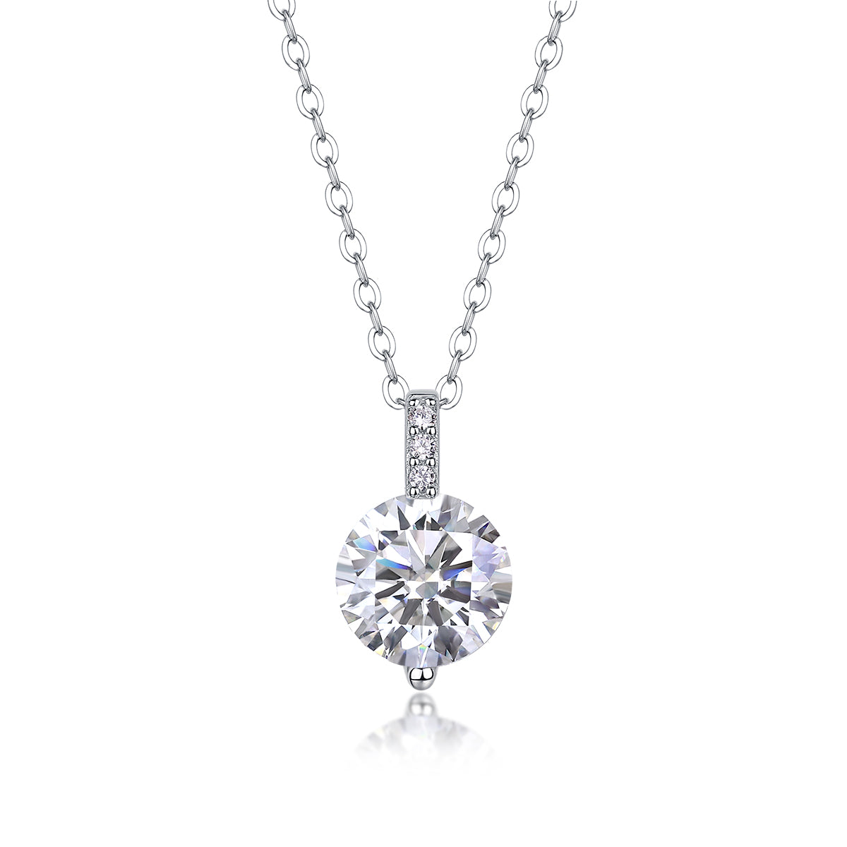 2-Carat Moissanite Pendant Necklace in S925 Sterling Silver with Platinum Plating