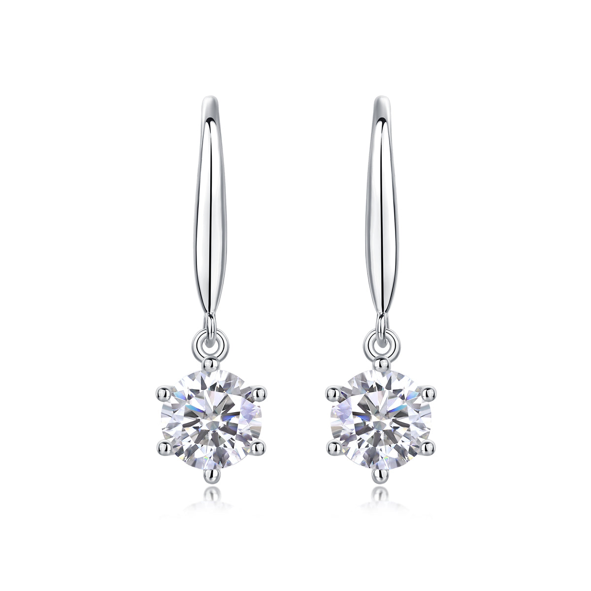 1Carat Moissanite Silver Earrings Elegant Dangle Drop Jewelry