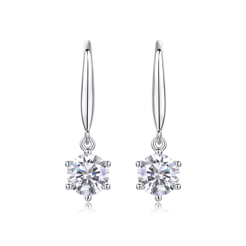 1 Carat Moissanite Dangle Earrings in S925 Silver Elegant Drop Jewelry - 2