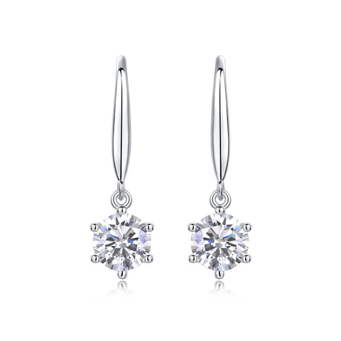 1Carat Moissanite Silver Earrings Elegant Dangle Drop Jewelry