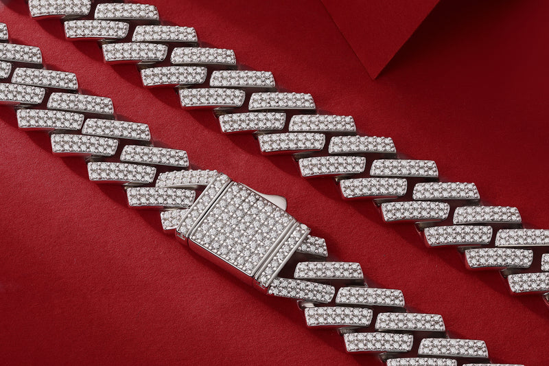 S925 Silver Moissanite Necklace Luxury Interlocking Link Chain - 3