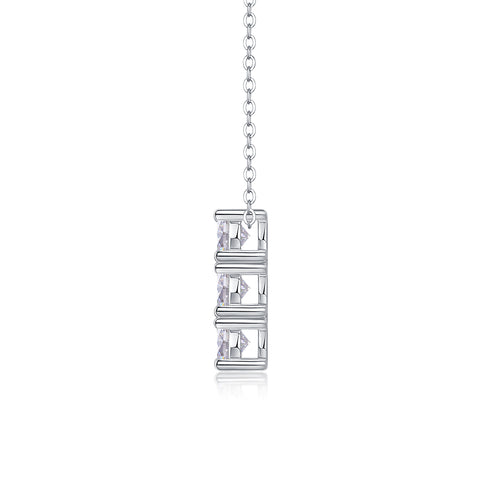 1Round Moissanite Pendant Necklace in S925 Sterling Silver with Platinum Plating