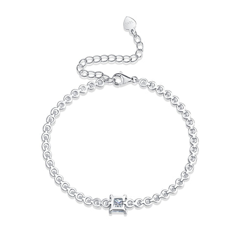 S925 Silver Moissanite Square Diamond Tennis Bracelet Elegant Modern Jewelry