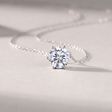 Luxury Moissanite Pendant Necklace in S925 Silver 1-3 Carat Modern Elegant Design