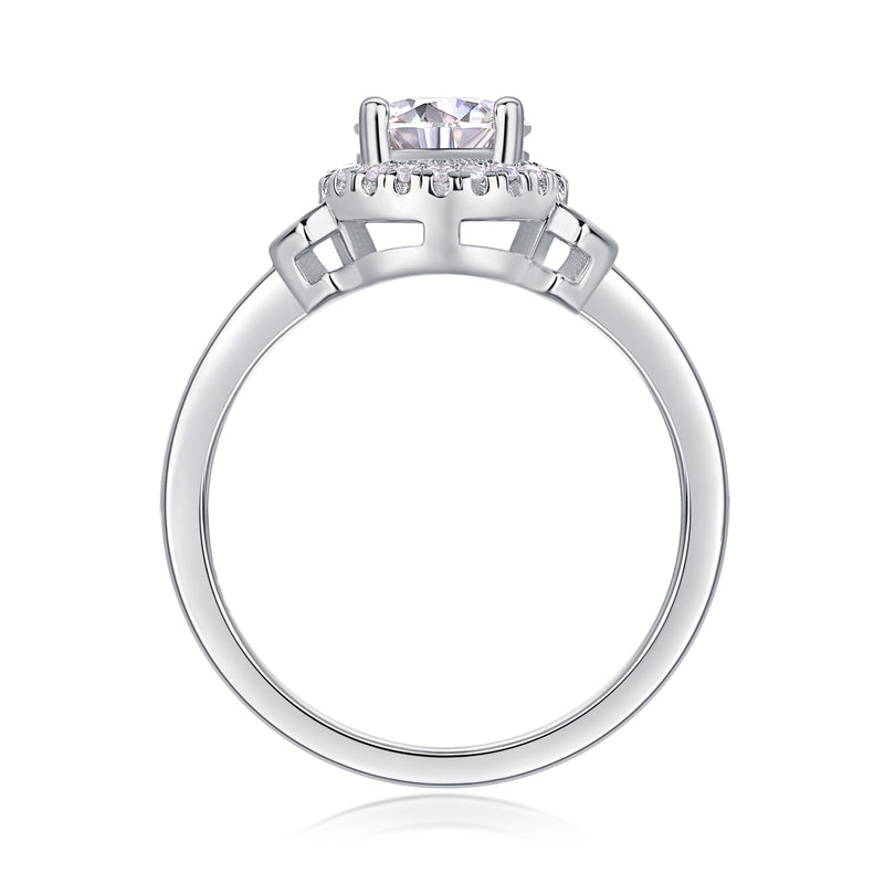 S925 Silver 1-Carat Moissanite Ring with Halo Design - 3