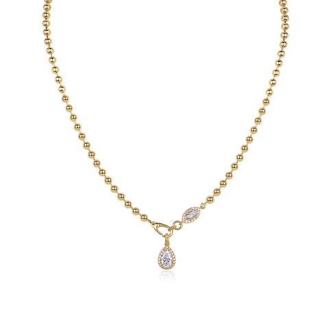 S925 Sterling Silver Moissanite Pendant Set with Gold-Plated Accents