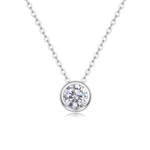 1Purity 1-Carat Moissanite Pendant Necklace in S925 Sterling Silver - Modern & Elegant Fine Jewelry