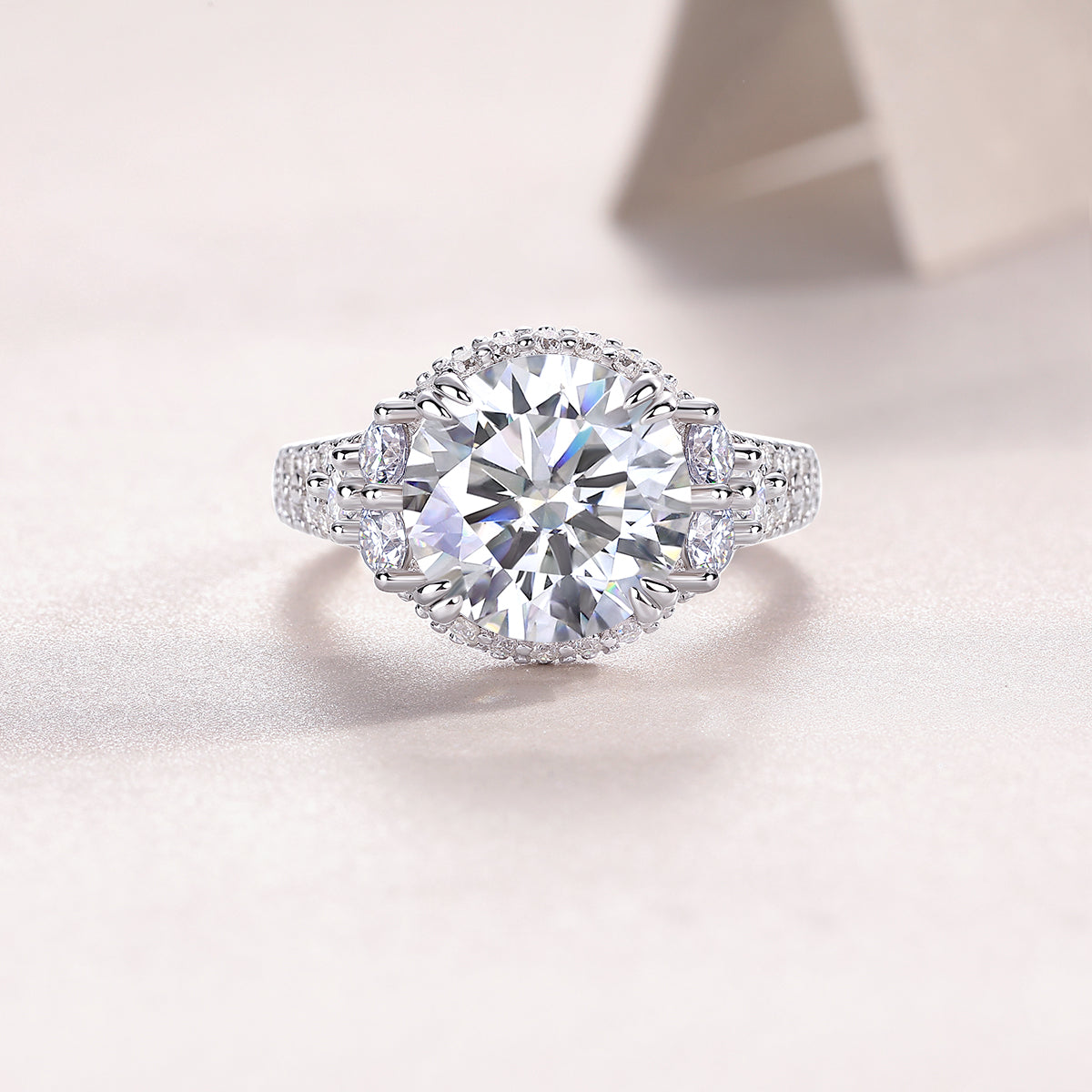 S925 Sterling Silver 5-Carat Moissanite Ring Elegant Luxury Jewelry