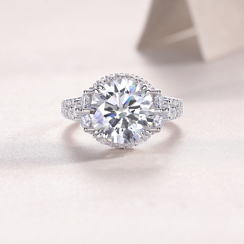 S925 Sterling Silver 5-Carat Moissanite Ring Elegant Modern Luxury - 1