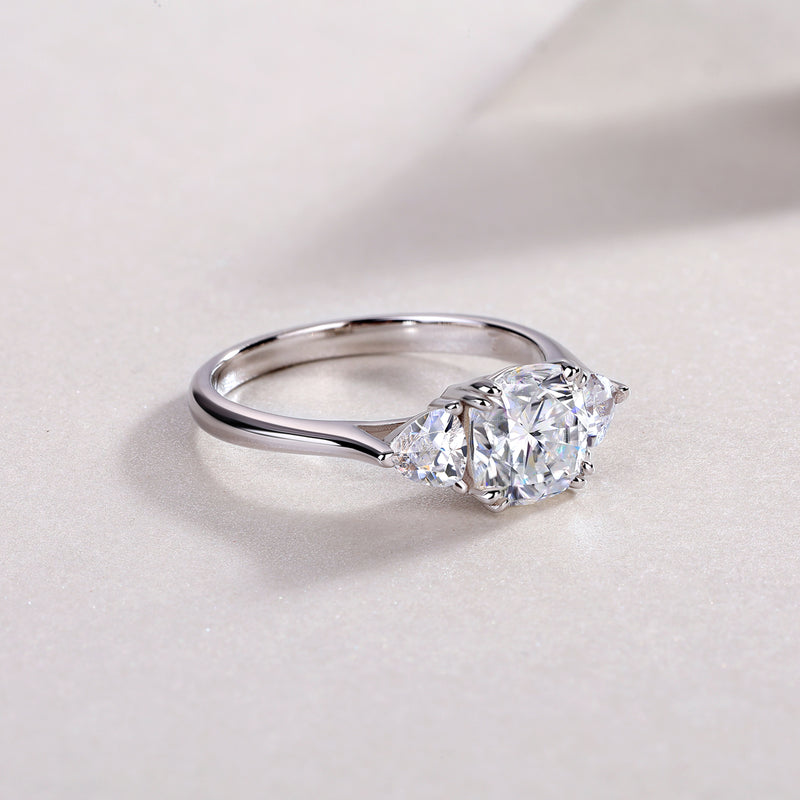 Large Pillow-Cut Moissanite Silver Wedding Ring S925 - 5