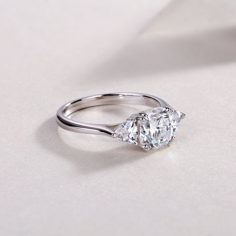 Large Pillow-Cut Moissanite Silver Wedding Ring S925