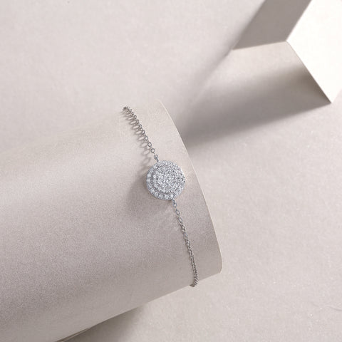 S925 Silver Moissanite Circle Pendant Bracelet Elegant Fine Jewelry