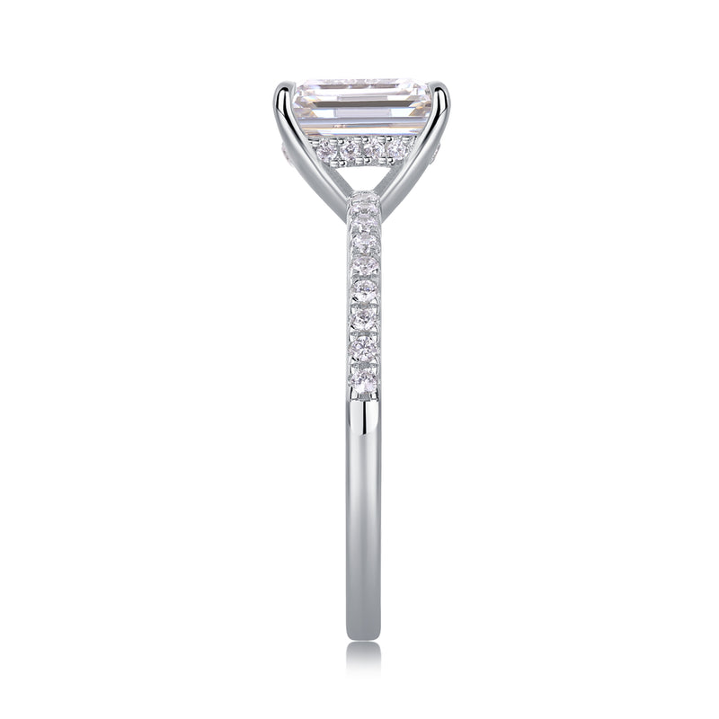 S925 Silver 1Square Moissanite Ring with Octagonal Stone Luxury Fashion - 2