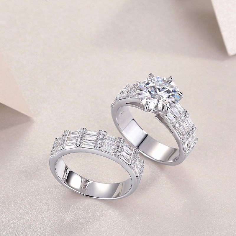 1Vanilla 3-Carat Moissanite S925 Sterling Silver Ring Set Modern Elegant Fine Jewelry - 3