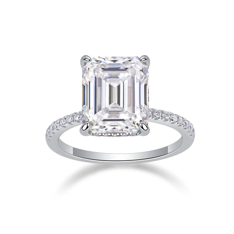 Iridescence City Sterling Silver Moissanite Ring with Octagonal Stone