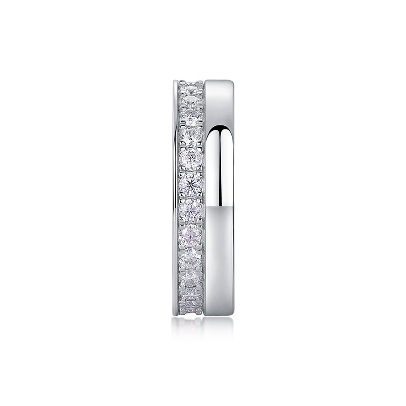 S925 Silver Moissanite Wedding Ring Modern Elegant Fashion Band - 4