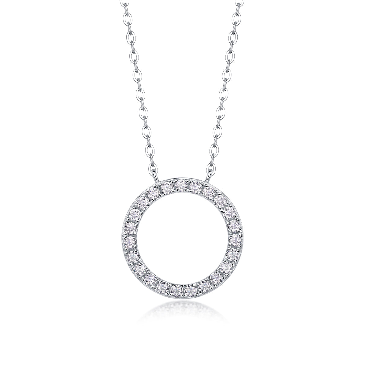 S925 Sterling Silver Moissanite Circle Pendant Necklace 40cm Elegant Fine Jewelry