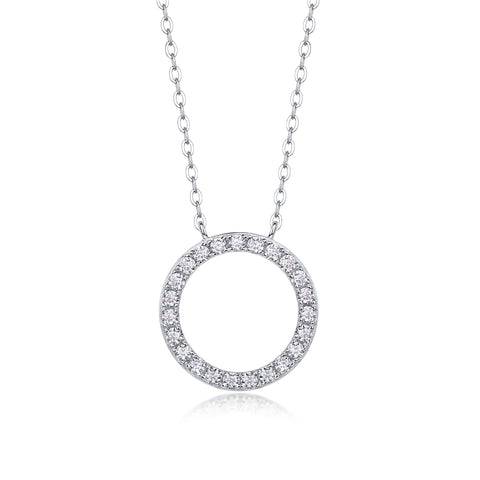 S925 Sterling Silver Moissanite Circle Pendant Necklace 40cm Elegant Fine Jewelry