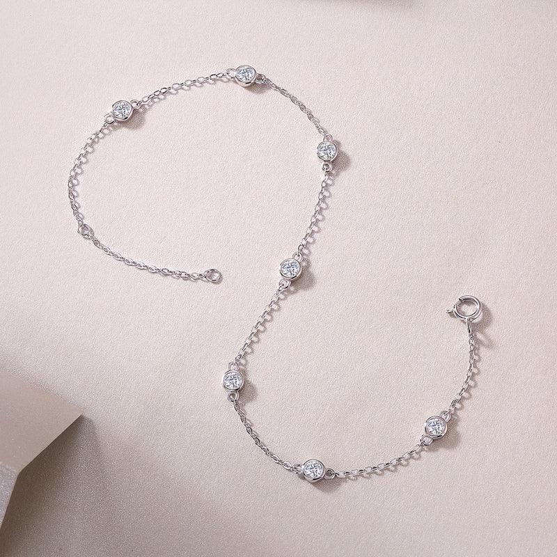 S925 Silver Moissanite Bracelet Luxury Fashion Delicate Chain - 1
