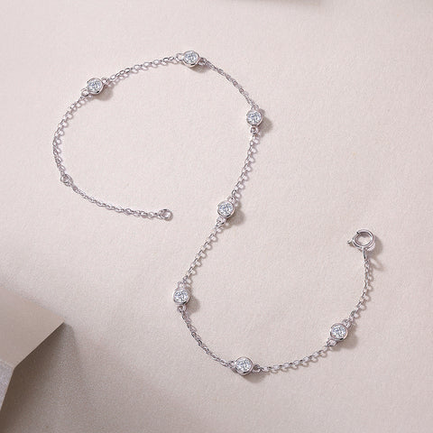 S925 Silver Moissanite Bracelet Luxury Fashion Delicate Chain