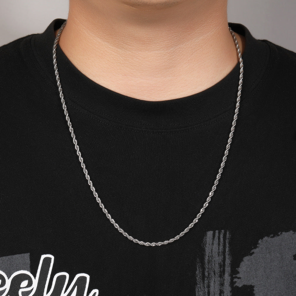 Stainless Steel Twisted Rope Chain Bracelet Minimalist Unisex Design