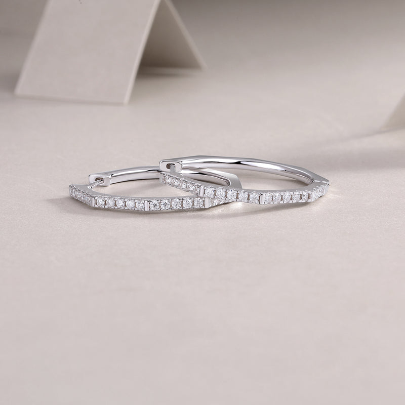 Modern Star Moissanite Earrings in S925 Sterling Silver Elegant Hoop Design - 4