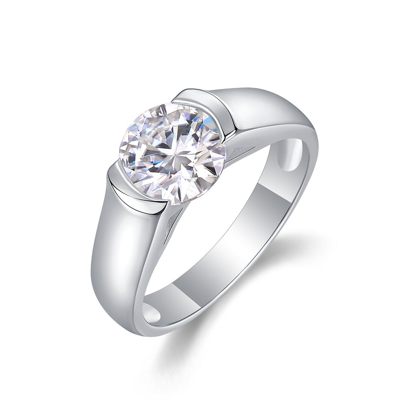 Luxury 2 Carat Moissanite S925 Silver Wedding Ring Modern Elegant Design - 6