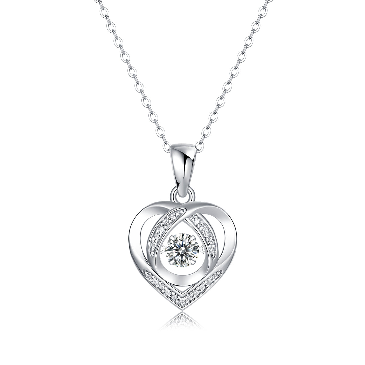S925 Sterling Silver Heart Pendant Necklace with 0.5-Carat Moissanite Sparkle