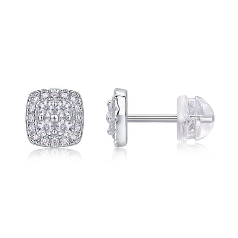 S925 Sterling Silver Moissanite Stud Earrings Luxury Square Design