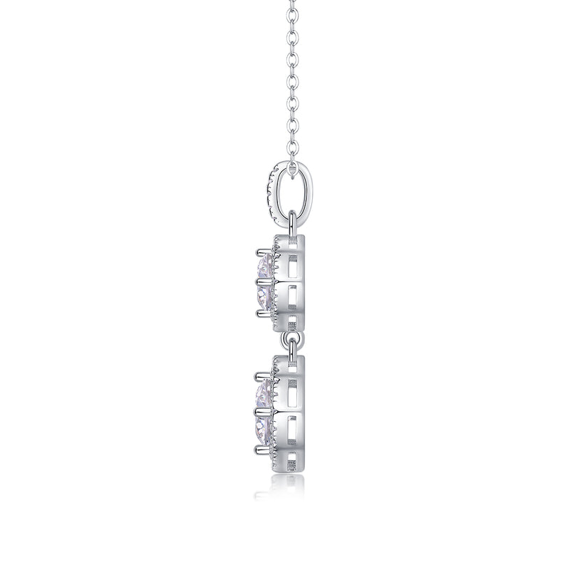 1Carat Moissanite Pendant Necklace in S925 Sterling Silver with Platinum Plating - 1