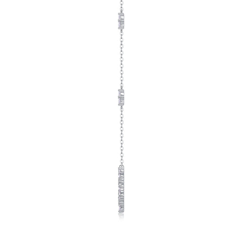 Iris Flower Moissanite Pendant Necklace in S925 Silver Elegant Floral Design