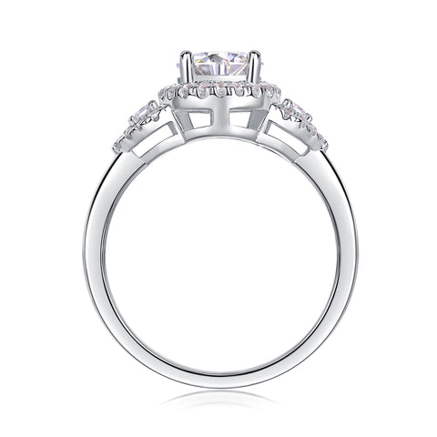 Luxury Moissanite Silver Wedding Ring 1 Carat Large Diamond Style
