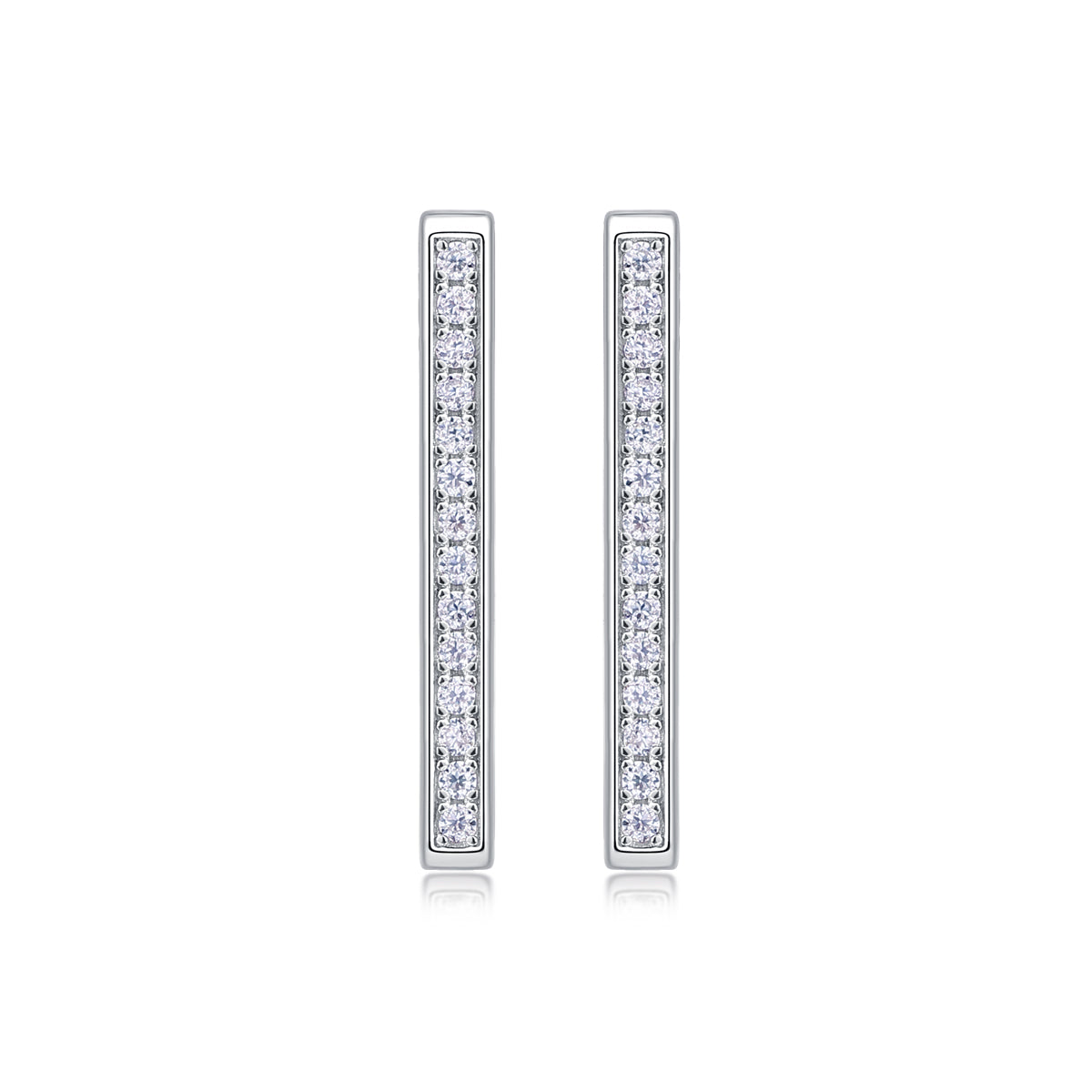 S925 Sterling Silver Moissanite Stud Earrings Elegant Platinum-Plated Rectangle Design