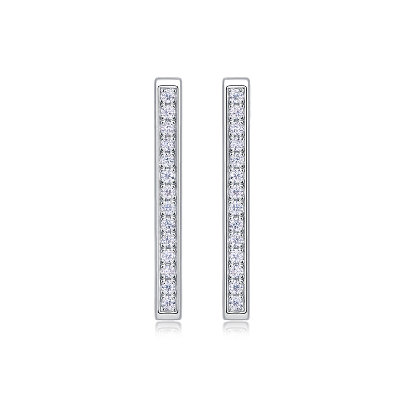 S925 Sterling Silver Moissanite Stud Earrings Elegant Platinum-Plated Rectangle Design - 3