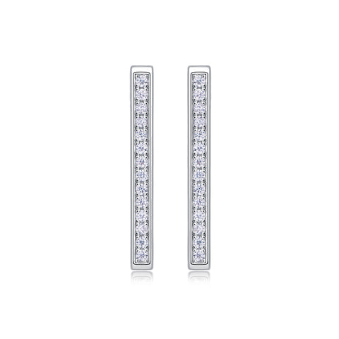 S925 Sterling Silver Moissanite Stud Earrings Elegant Platinum-Plated Rectangle Design